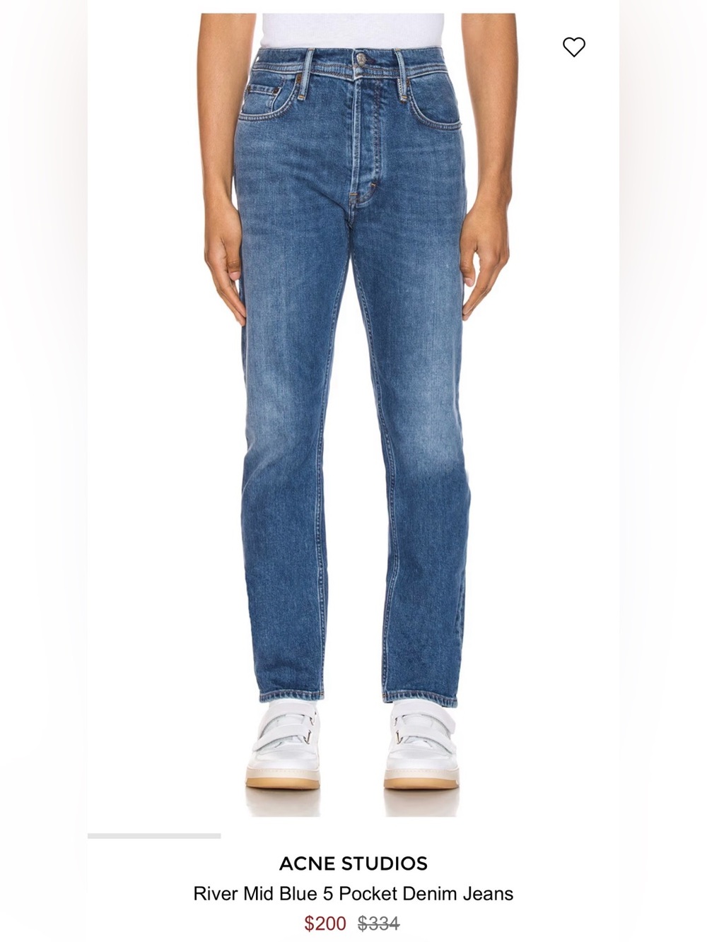 Acne Studios River Mid Blue Straight Leg Jeans Blue Waist 32 / 32 Like New